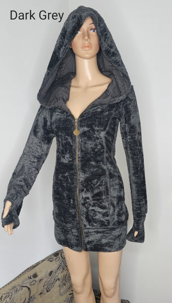 Jewel Faux Fur Hoodie Dress Noralina Freedom Designs Jewel Faux Fur Hoodie Dress Noralina Freedom Designs