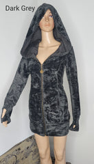 Jewel Faux Fur Hoodie Dress