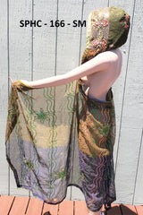 Upcycled Indian Scarf Hooded Cape Sarong - Multiple Colors inside