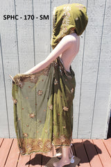 Upcycled Indian Scarf Hooded Cape Sarong - Multiple Colors inside