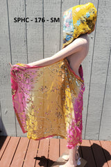 Upcycled Indian Scarf Hooded Cape Sarong - Multiple Colors inside