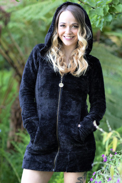 Jewel Faux Fur Hoodie Dress