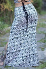 Priestess Skirt - Black and White Heart Print