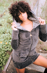 Jewel Faux Fur Hoodie Dress