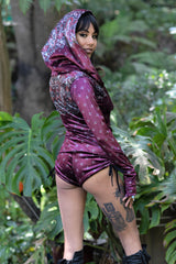 Gemini Hooded Romper - Red Velvet