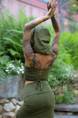 Sutra Underbust Hooded Top Set - Olive