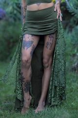 Royal Skirt - Olive with Forest Green Lace