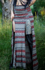 Priestess Skirt - Black and Rust Tribal Print