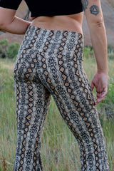 High Waist Bell Bottom Flare Pants - Gold Snakeskin '20