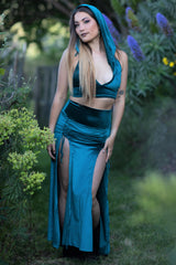 Priestess Skirt - Teal Crushed Velvet