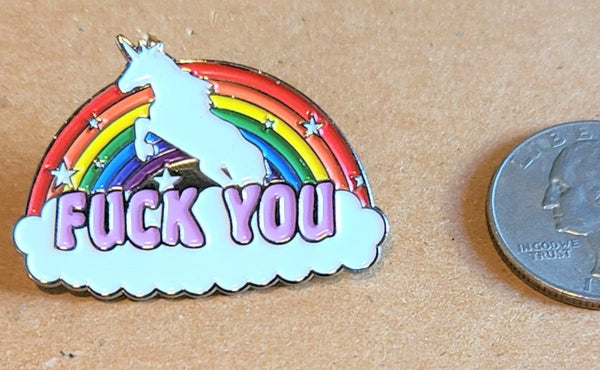 Fuck You Rainbow Unicorn Lapel Hat Pin