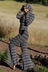 Aiwa Hooded Jumpsuit Onesie - Gray Snakeskin Print