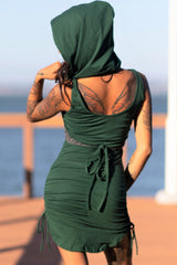 Scrunch Dress with Detachable Hooded Underbust Bustier