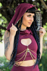 Key Cowl Hooded Top with Detachable Hood