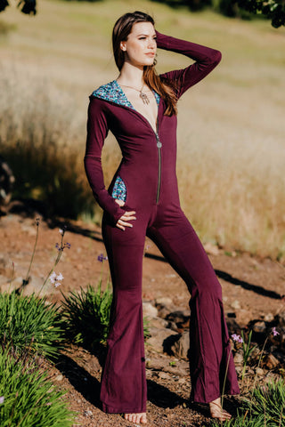Aiwa Hooded Jumpsuit Onesie - Purple